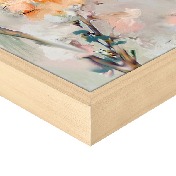 Cherry Blossom Blooms Birch Framed Canvas Print