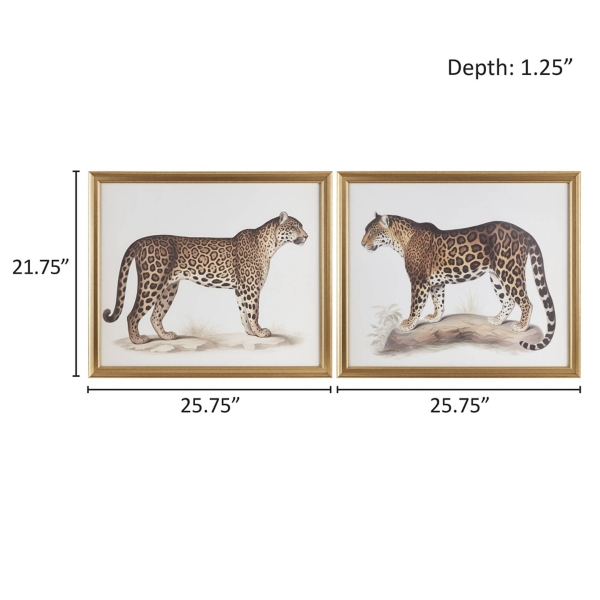 Two Cheetahs Framed Wall Art, Set of 2
