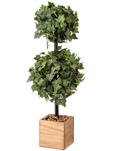 Ivy Double Ball Topiary in Wood Planter