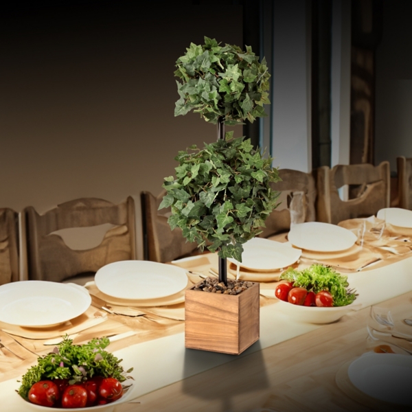 Ivy Double Ball Topiary in Wood Planter