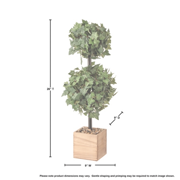 Ivy Double Ball Topiary in Wood Planter