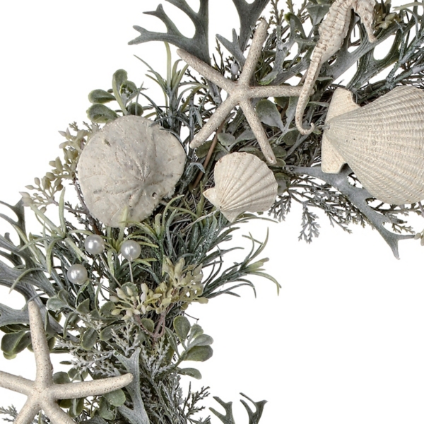 Coastal Shell and Coral Fern Wreath