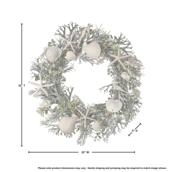 Coastal Shell and Coral Fern Wreath