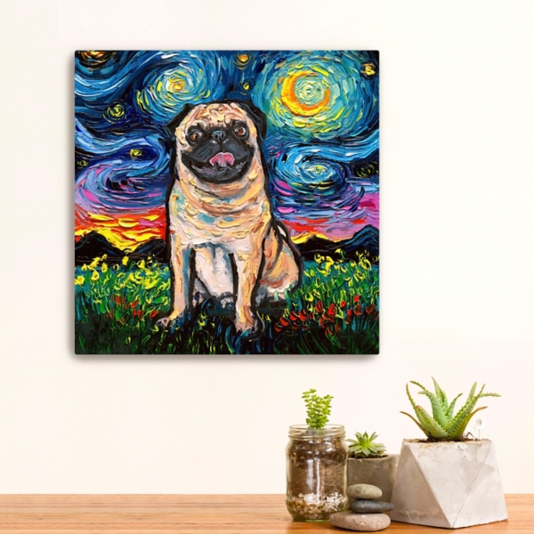 Aja Trier Pug Starry Night Canvas Art Print