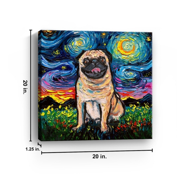 Aja Trier Pug Starry Night Canvas Art Print