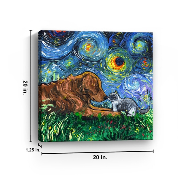 Aja Trier Dog & Cat Starry Night Canvas Print