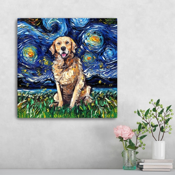 Aja Trier Golden Starry Night Canvas Art Print