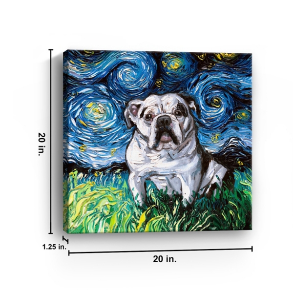Aja Trier Bulldog Starry Night Canvas Art Print