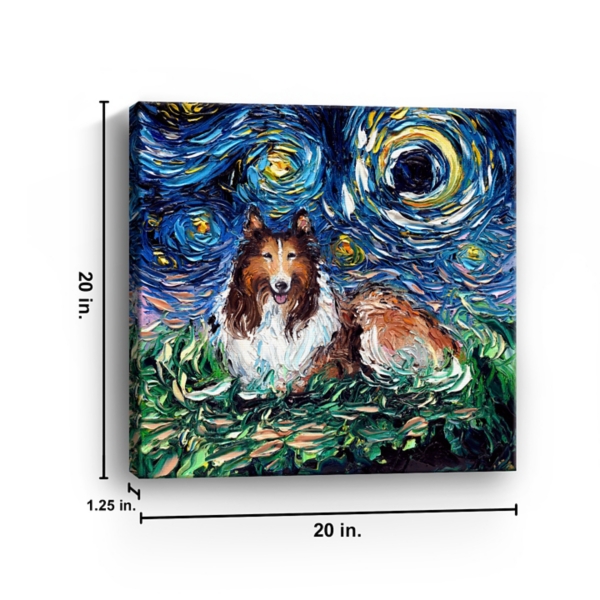 Aja Trier Collie Starry Night Canvas Art Print