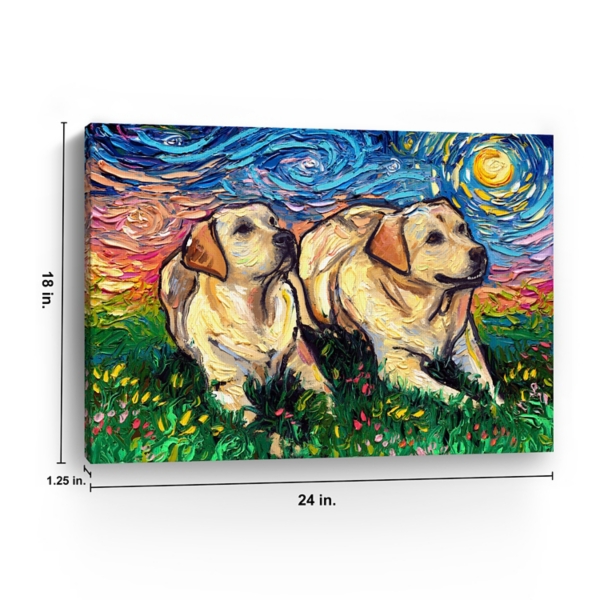 Aja Trier Yellow Labs Starry Night Canvas Print