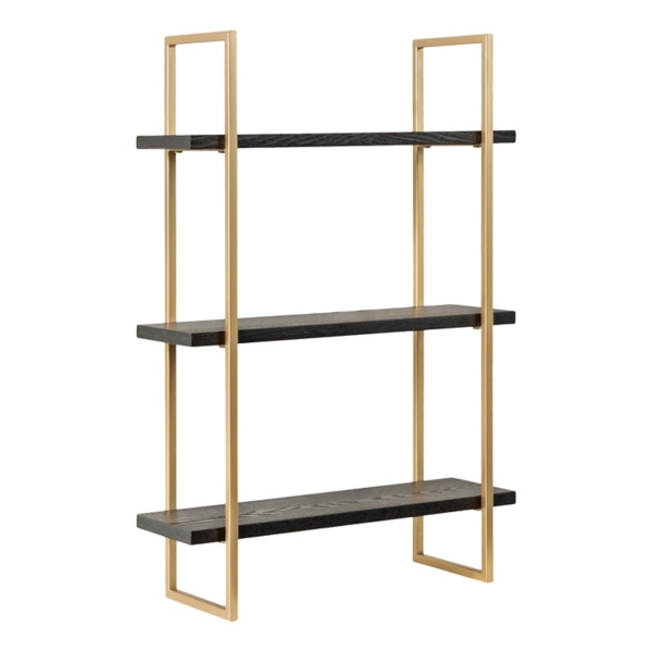 Black Wood and Gold Metal Leigh Wall Shelf | Kirklands Home
