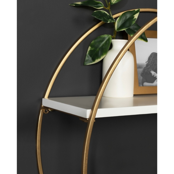 Round White Wood Sequoia Wall Shelf