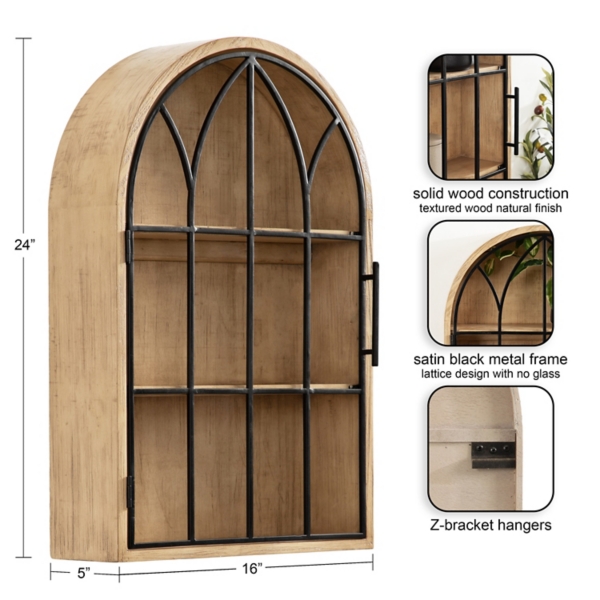 Natural Wood Arched Megara Wall Cabinet