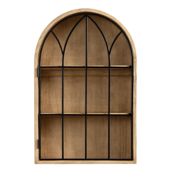 Natural Wood Arched Megara Wall Cabinet