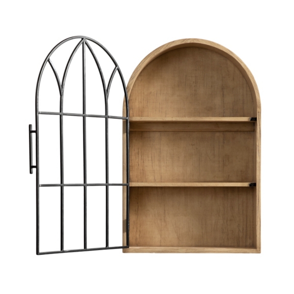 Natural Wood Arched Megara Wall Cabinet
