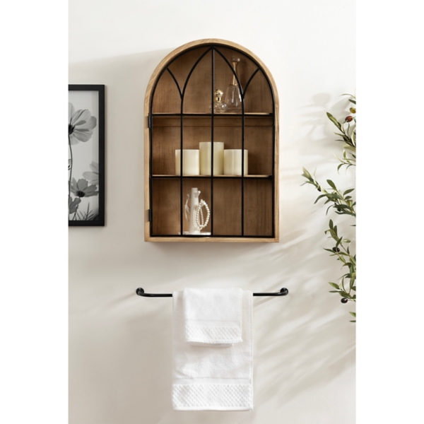 Natural Wood Arched Megara Wall Cabinet
