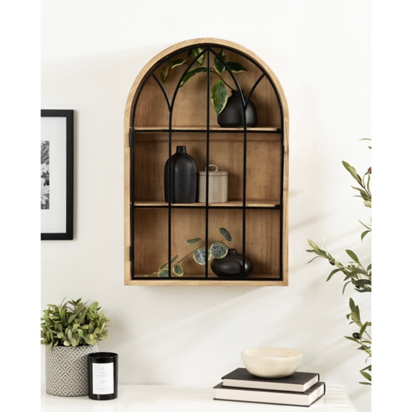 Natural Wood Arched Megara Wall Cabinet
