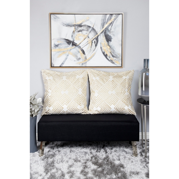 Gray and Gold Abstract Framed Canvas Art Print