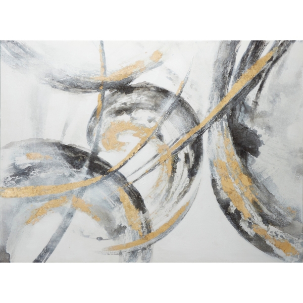 Gray and Gold Abstract Framed Canvas Art Print