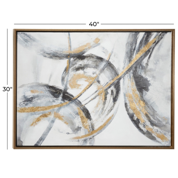 Gray and Gold Abstract Framed Canvas Art Print