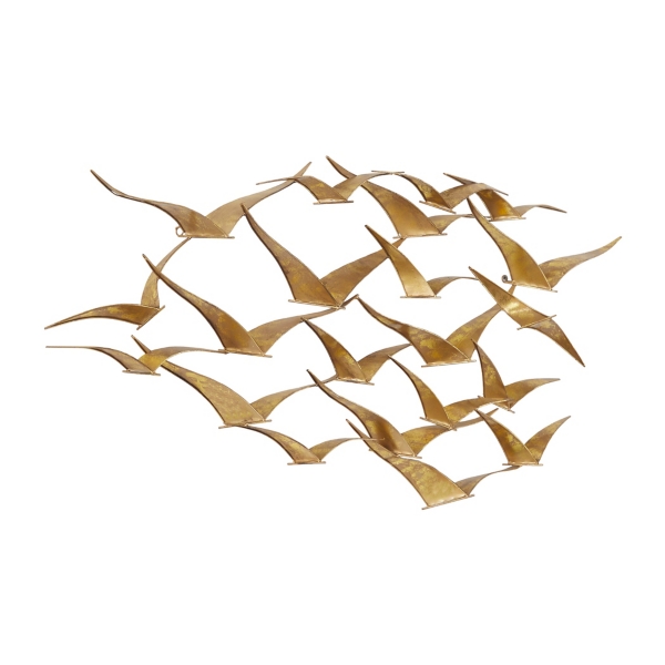Gold Metal Flock of Birds Wall Plaque
