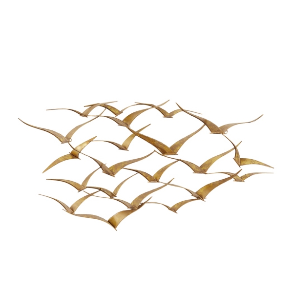 Gold Metal Flock of Birds Wall Plaque