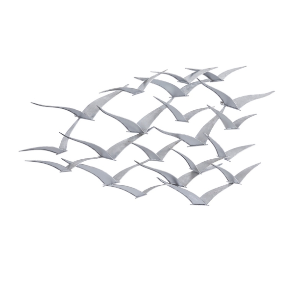 Silver Metal Flock of Birds Wall Plaque