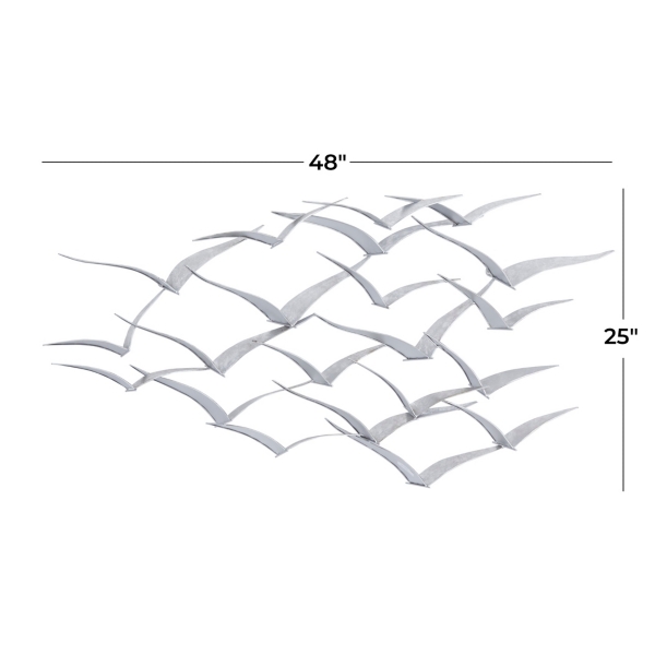 Silver Metal Flock of Birds Wall Plaque