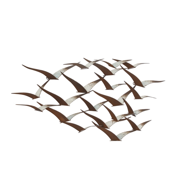 Distressed Brown Metal Flock of Birds Wall Plaque