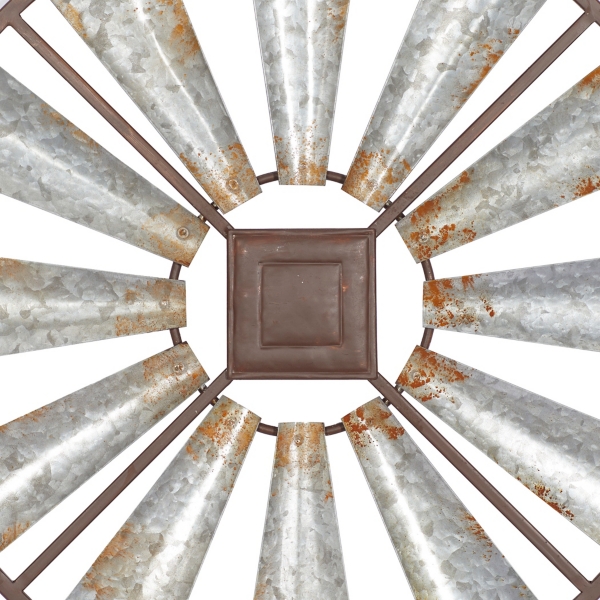 Silver Metal Windmill Wall Plaque