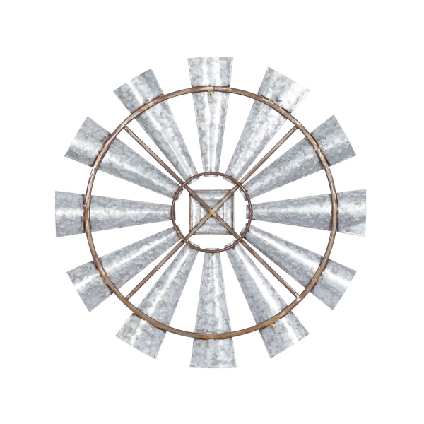 Silver Metal Windmill Wall Plaque