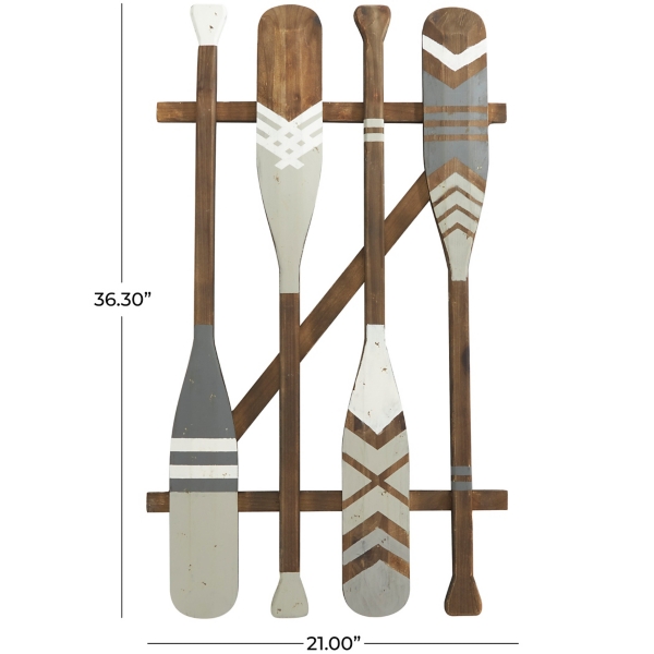 Gray Wood Arrow and Striped Paddle Wall Plaque