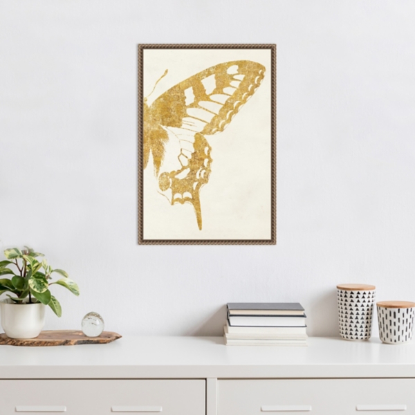 Gold Butterfly Wings Framed Canvas Art Print