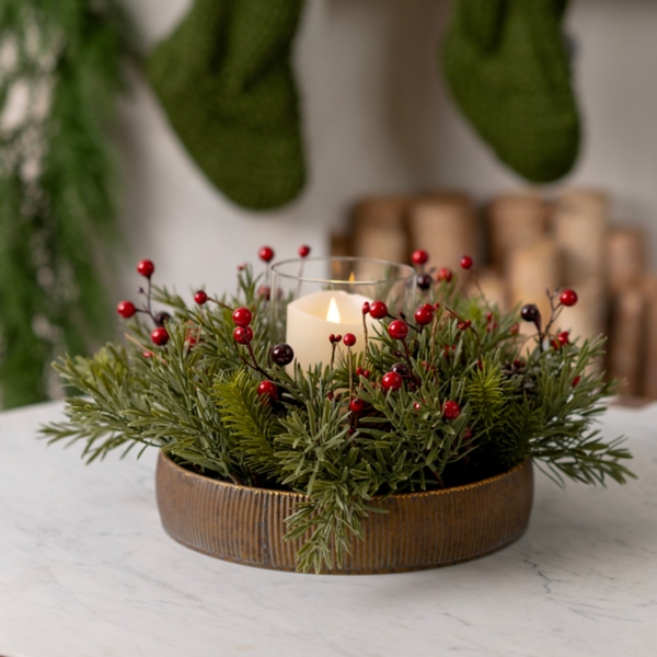 Japanese Pine and Red Berry Christmas Centerpiece | Kirklands Home