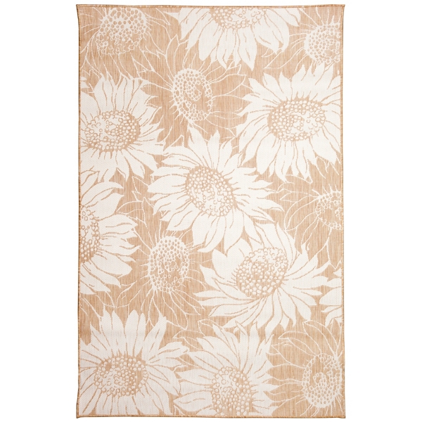 Sand Floral Blooms Outdoor Area Rug