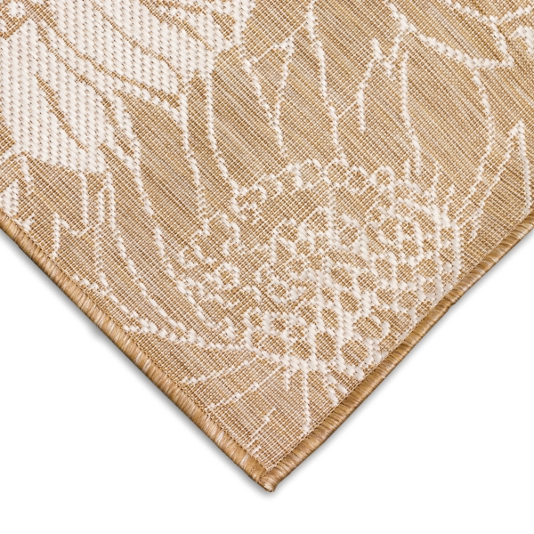 Sand Floral Blooms Outdoor Area Rug