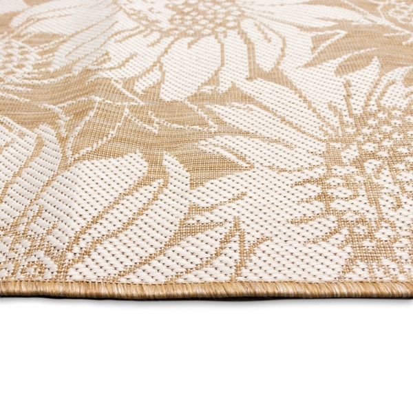 Sand Floral Blooms Outdoor Area Rug