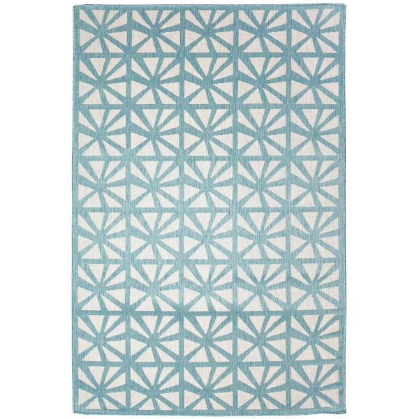 Aqua Windmill Outdoor Area Rug, 4x7 Kirklands Home