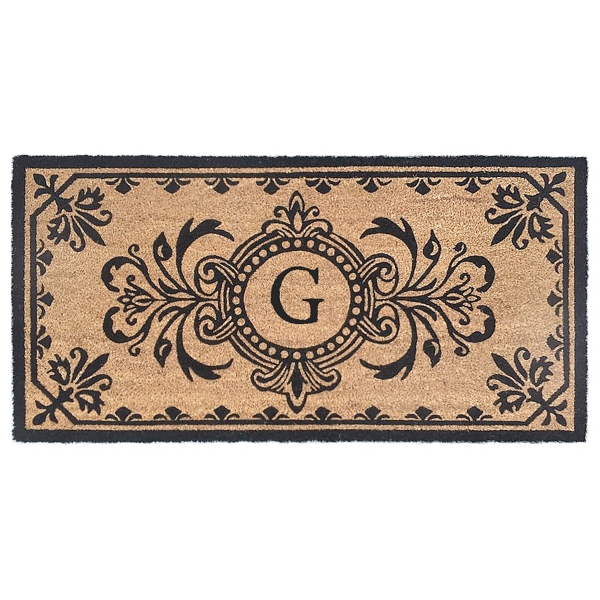 Black Fleur De Lis Monogram G Doormat | Kirklands Home