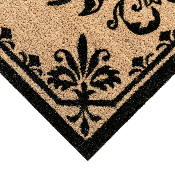 Black Fleur De Lis Monogram R Doormat