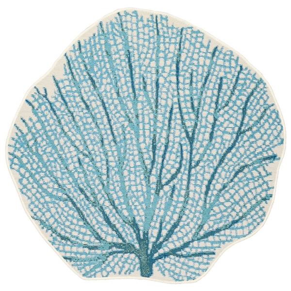 Blue Coral Shaped Indoor/Outdoor Rug Kirklands Home