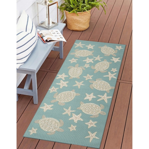 Turtles and Starfish Indoor/Outdoor Runner, 1x4