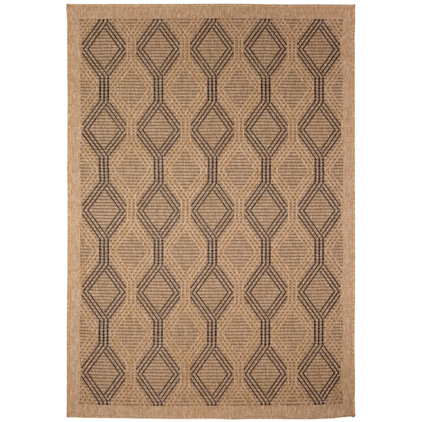 Tan & Black Diamonds Indoor/Outdoor Area Rug, 5x7