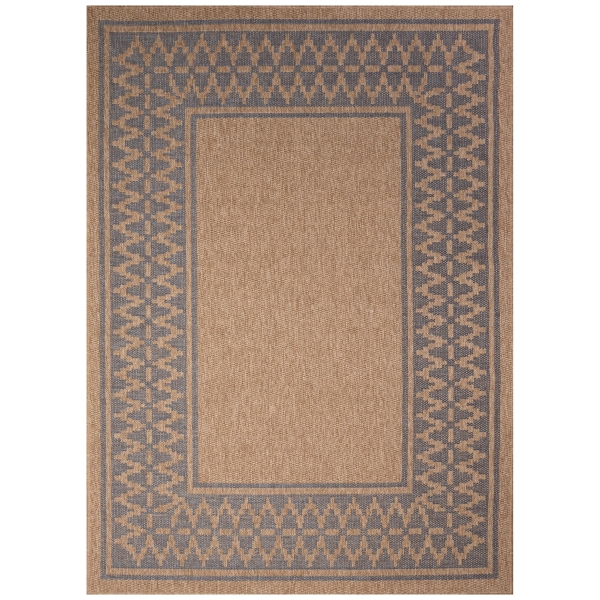 Tan & Navy Zig Zag Indoor/Outdoor Area Rug, 5x7 | Kirklands Home