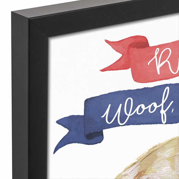 Red, Wood, & Blue Dog Framed Canvas Art Print