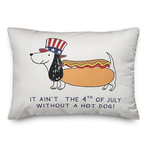 Fourth of July Hot Dog Indoor/Outdoor Pillow