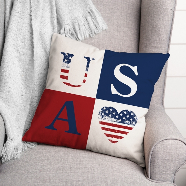 Fourth of July Rustic USA Indoor/Outdoor Pillow