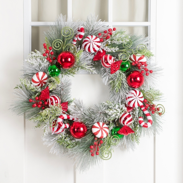 Candy Cane Wreath & round wreath set shops