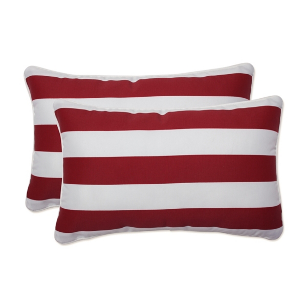 Red & White Outdoor Lumbar Pillows, Set of 2 | Kirklands Home