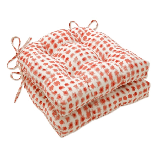 Coral Checkered Wicker Chair Cushions, Set of 2 | Kirklands Home